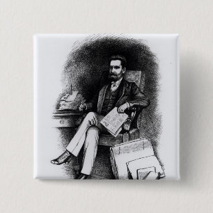Joseph Pulitzer from 'The Curio', 1887 2 Inch Square Button