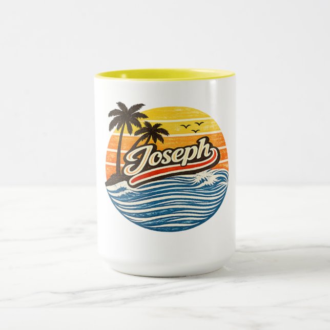 Joseph Retro Sunset Name Design Mug (Center)