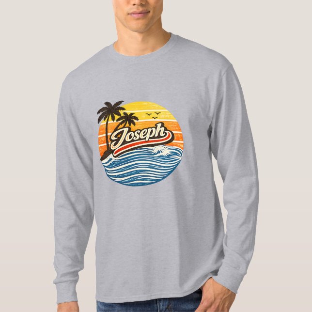Joseph Retro Sunset Name Design T-Shirt (Front)