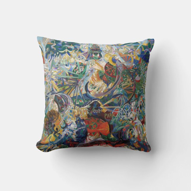 Joseph Stella - Battle of Lights, Coney Island Throw Pillow (Front)