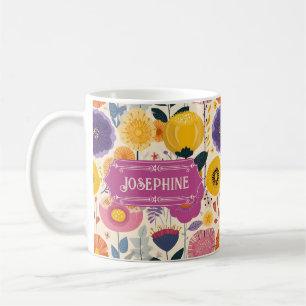 Josephine Colourful Purple and Yellow Modern Flora Coffee Mug