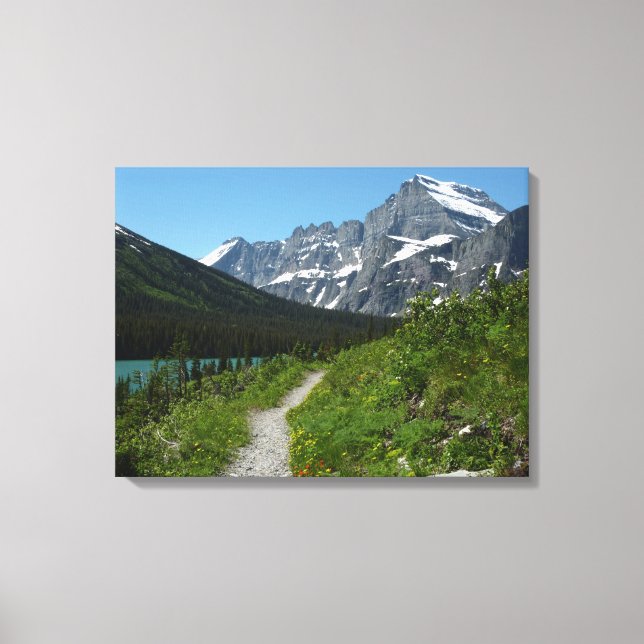 Josephine Lake Trail with Mount Guild at Glacier Canvas Print (Front)