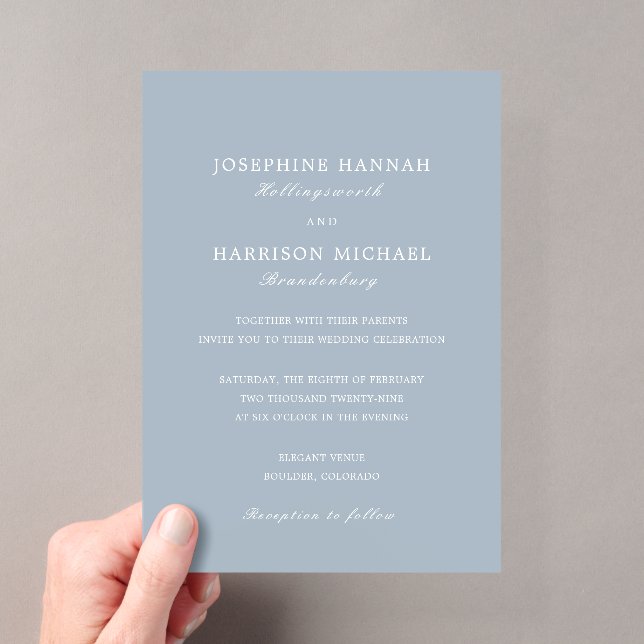 Josephine Traditional Wedding Acrylic Invitations (Insitu (Handheld))