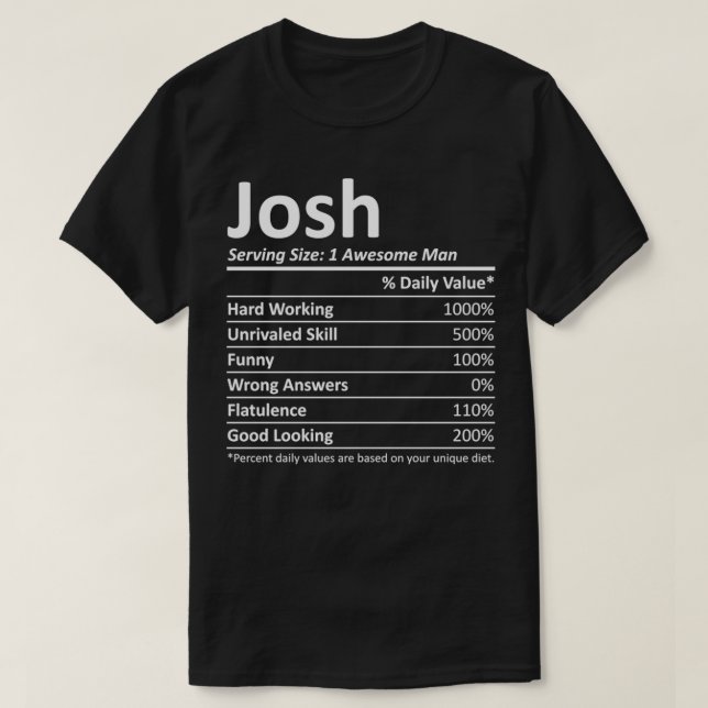 JOSH Nutrition Funny Birthday Personalized Name Gi T-Shirt (Design Front)