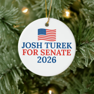 Josh Turek for Senate 2026 Election Christmas Ceramic Ornament
