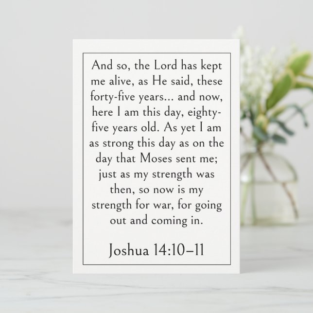 Joshua 14:10-11 Bible Verse, Senior's Scripture, Invitation (Standing Front)