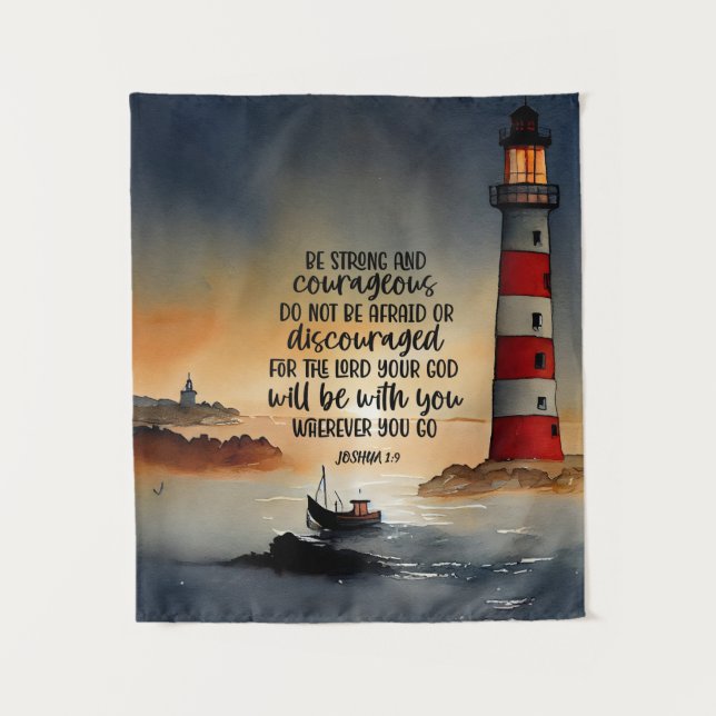 Joshua 1:9 Be Strong and Courageous Bible Verse Tapestry (Front)