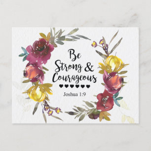 Joshua 1:9 Be Strong and Courageous Floral Wreath  Postcard