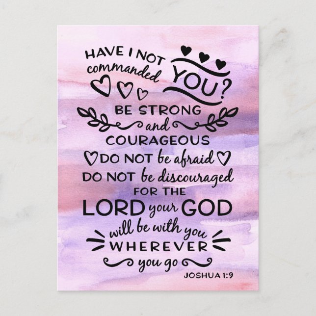 Joshua 1 9 Be Strong Bible Scripture Verse Postcard (Front)