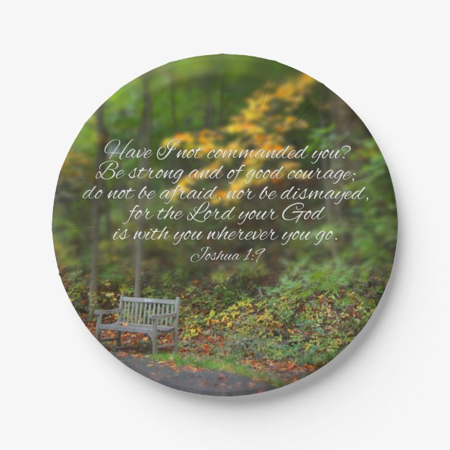 Joshua 1:9 Bible Verse Christian Scripture Paper Plate (Front)