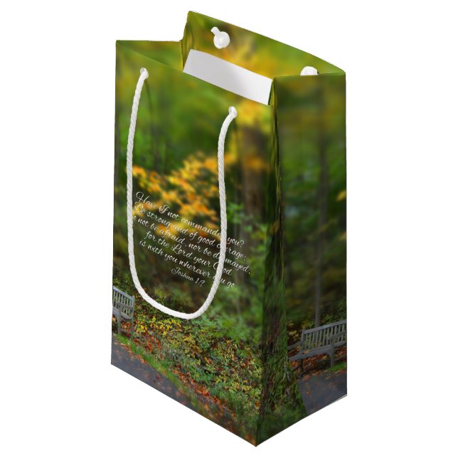 Joshua 1:9 Bible Verse Christian Scripture Small Gift Bag (Front Angled)