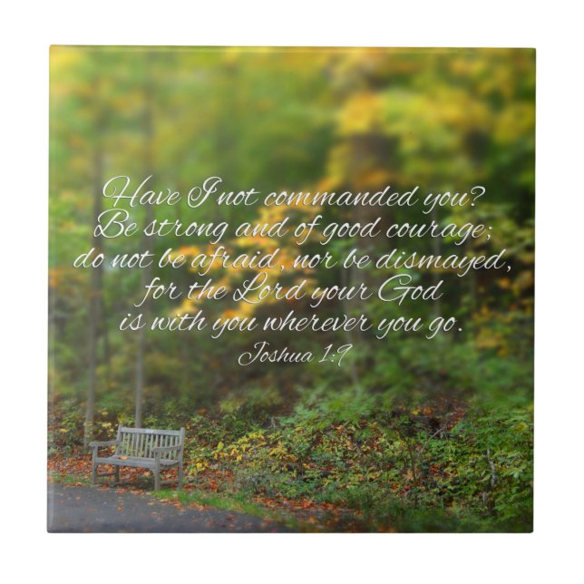 Joshua 1:9 Bible Verse Christian Scripture Tile (Front)