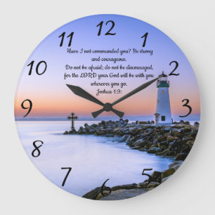 Joshua 1:9:Christian Faith prayer  Large Clock