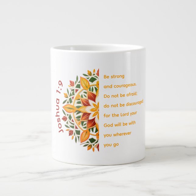 Joshua 1:9 Mug géant Fleur Mandala (Devant)