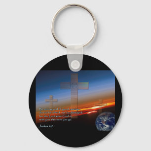 Joshua 1:9 Sunset Crosses Keychain