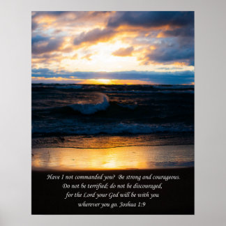 Joshua 1:9 sunset photo poster