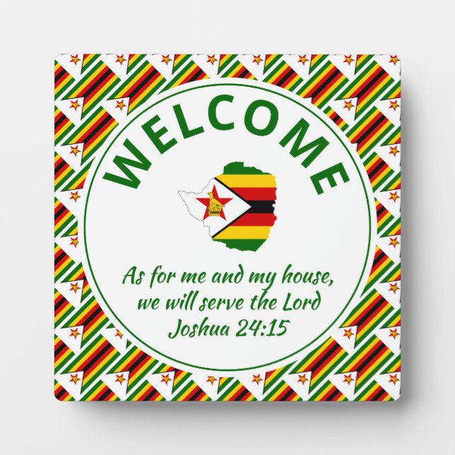 Joshua 24:15 As For Me And My House ZIMBABWE Plaque (Front)