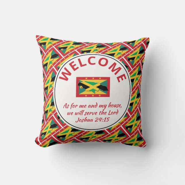 Joshua 24:15 As For Me | GRENADA JAMAICA Welcome Throw Pillow (Front)