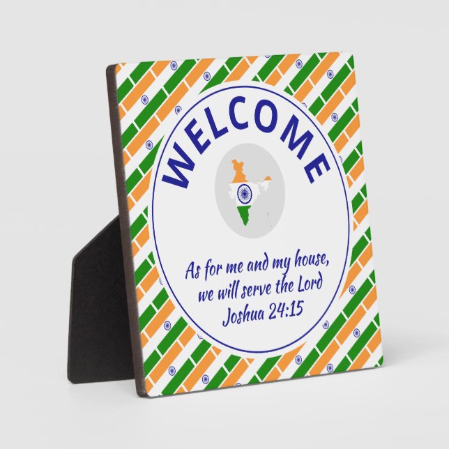 Joshua 24:15 As For Me INDIA Welcome Plaque (Front)