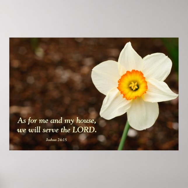 Joshua 24:15 Bible Verse Daffodil Poster (Front)