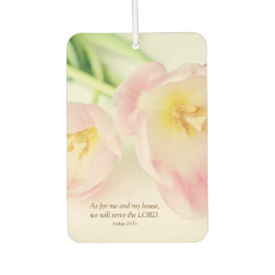 Joshua 24:15 Bible Verse Vintage Pink Tulips Air Freshener