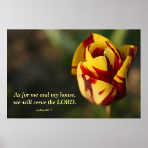 Joshua 24:15 Red and Yellow Tulip Poster