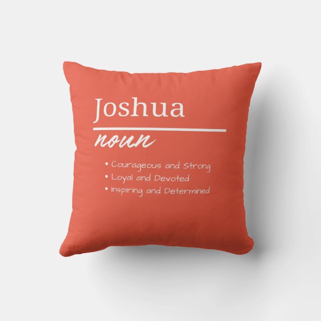 Joshua, Boy Personalized Name Definition Throw Pillow (Back)