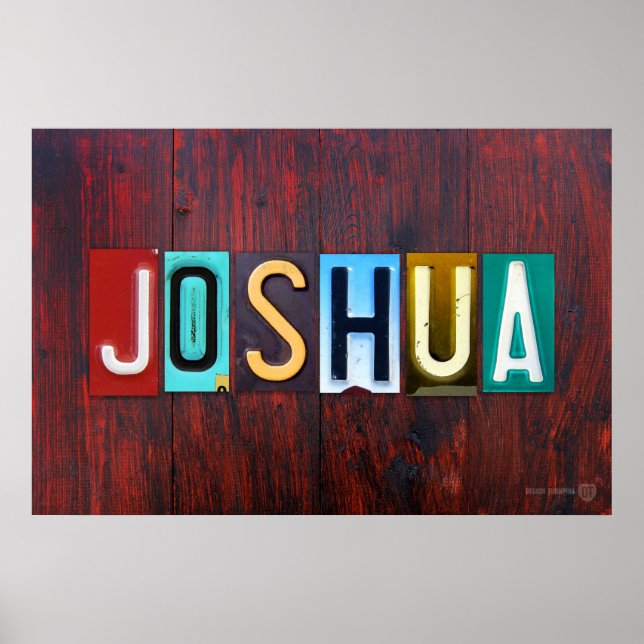 JOSHUA License Plate Letter Art Name Sign (Front)