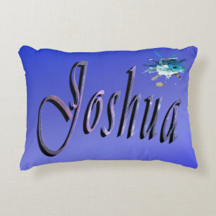 Joshua Name Logo On Blue, Accent Pillow