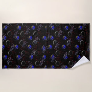 Joshua Names With Planet And Meteorite, Beach Towel