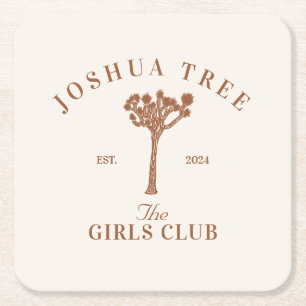 Joshua Tree Bachelorette Girls Club Square Paper Coaster