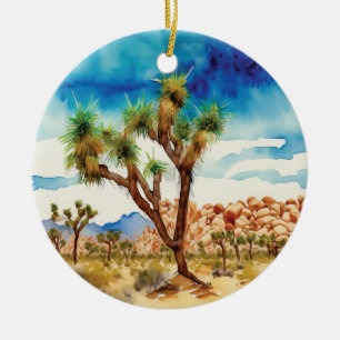 Joshua Tree National Park California Watercolor Ceramic Ornament