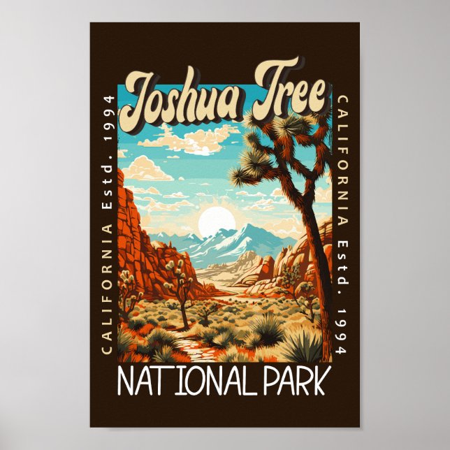 Joshua Tree National Park Illustration Distressed Poster (Front)