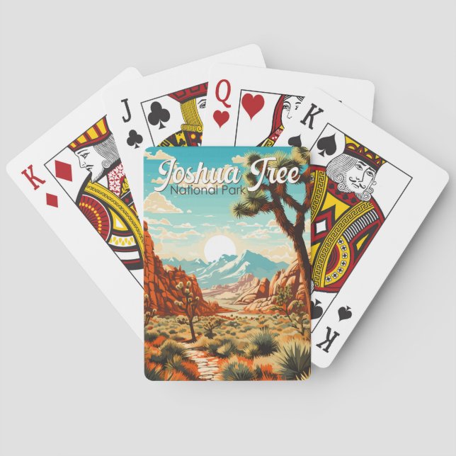 Joshua Tree National Park Illustration Retro Playing Cards (Back)