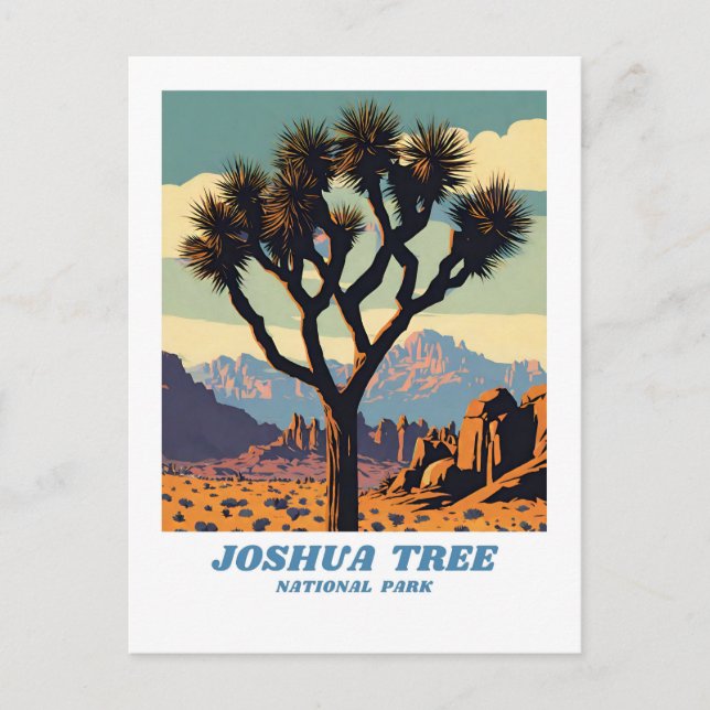 Joshua Tree National Park illustration retro Sceni Postcard (Front)