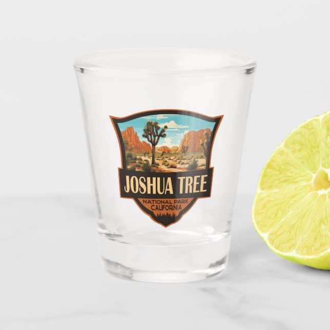 Joshua Tree National Park Illustration Retro Shot Glass (Front)