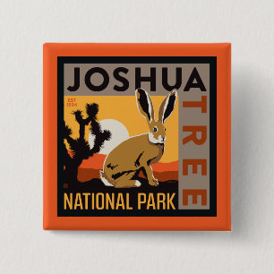 Joshua Tree National Park   Jackrabbit 2 Inch Square Button