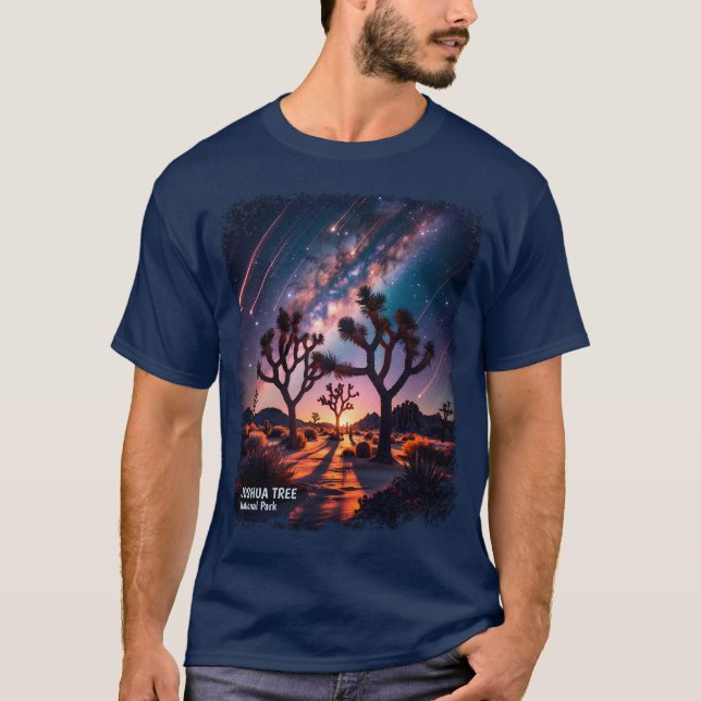 Joshua Tree National Park Milky Way Meteor Shower T-Shirt (Front)