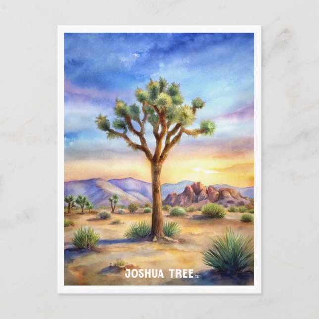 Joshua Tree National Park Watercolor Painting Postcard (Front)