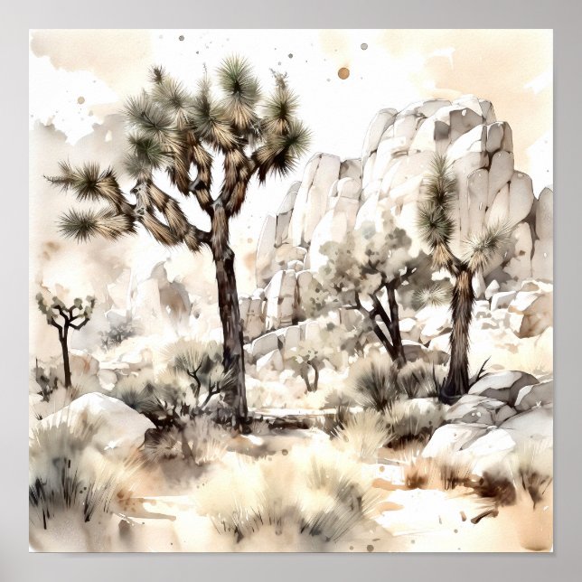 Joshua Tree National Park Watercolor Poster (Front)