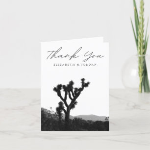 Joshua Tree noir & blanc noir Carte de remerciemen