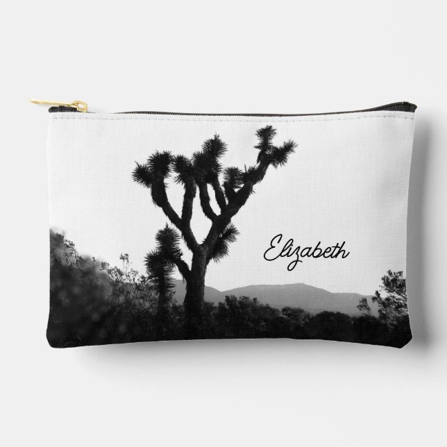 Joshua Tree Personalized Black & White Makeup Bag (Front)