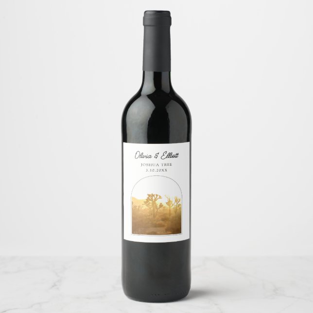 Joshua Tree Photo Wedding Favour Wine Label (Front)