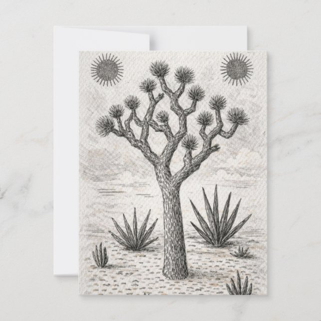 joshua tree sketch | desert sketch art invitation (Front)