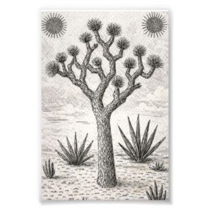 joshua tree sketch   desert sketch art photo print