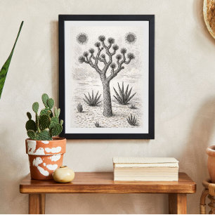 joshua tree sketch   desert sketch art poster