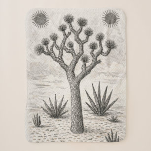 joshua tree sketch desert sketch art sherpa blanket