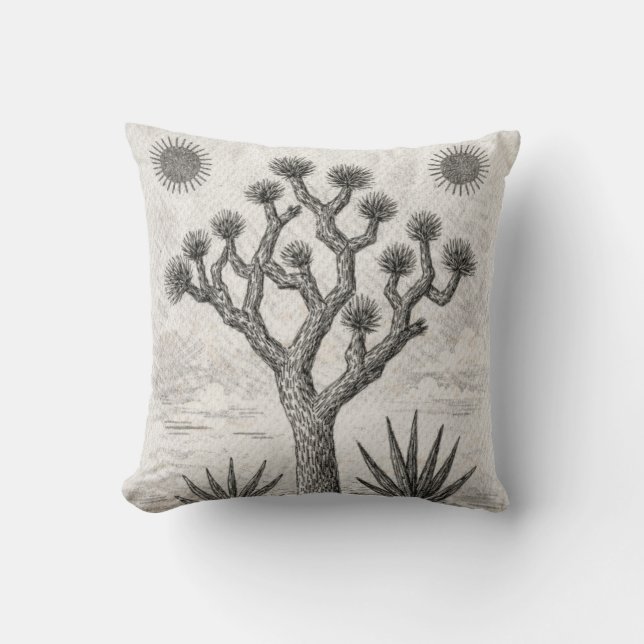joshua tree sketch | desert sketch art throw pillow (Front)