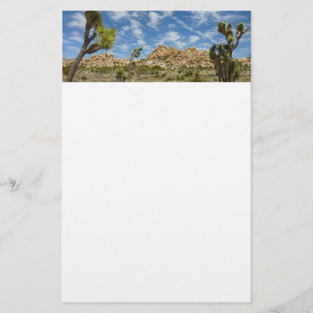 Joshua Trees and Blue Sky Desert Landscape Stationery (Front)
