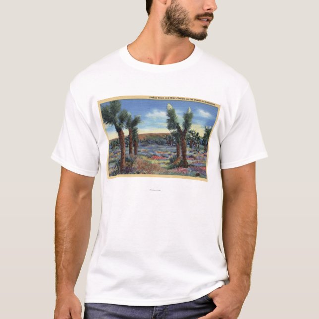 Joshua Trees and Desert Wild Flowers View T-Shirt (Front)